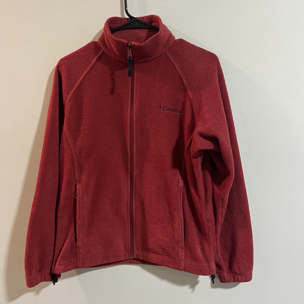 Columbia Jacket‎ Womens Small Red Benton Springs Full Zip Fleece Adjustable Hem